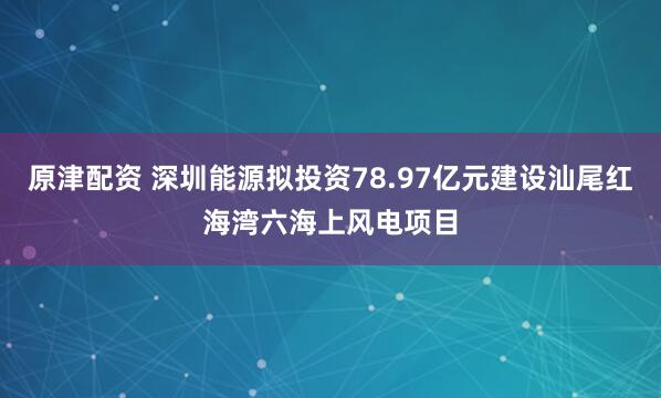原津配资 深圳能源拟投资78.97亿元建设汕尾红海湾六海上风电项目