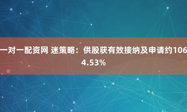 一对一配资网 迷策略：供股获有效接纳及申请约1064.53%